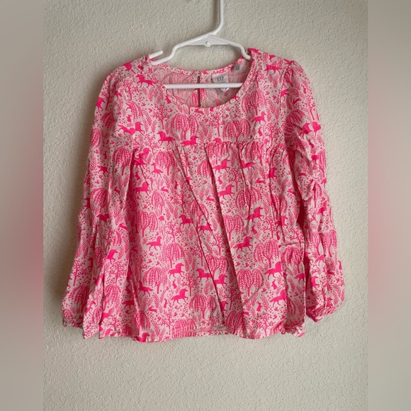 GAP Pink and Cream Unicorn Patterned Long Sleeve Top size S - Picture 1 of 5